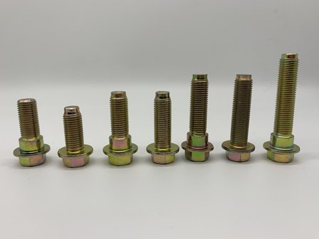 Bolt for seatbelt M10 7/16 8.8 (50mm screw thread) WITH STEP - set of bolt, nut and rings for seatbelt
