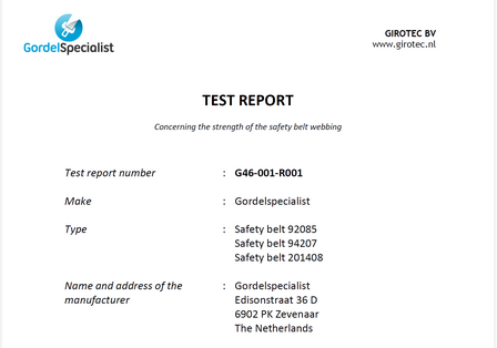 Test report bandvervanging Gordelspecialist