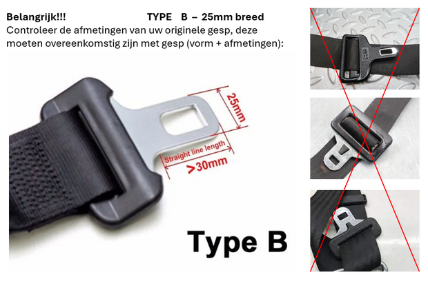 Autogordel Receiver 1 type:A (21mm) met E8 (kwaliteitskeurmerk)