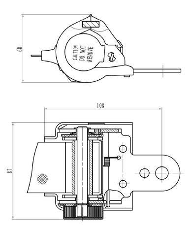 Wheelchair belt with automatic - Type airplane buckle |      Tongue side (belt buckle)